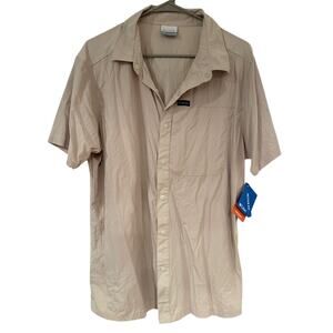 Columbia Omni-Shade Active Fit‎ Shirt Beige Short Sleeve UPF 50 Omni-Wick L NWT
